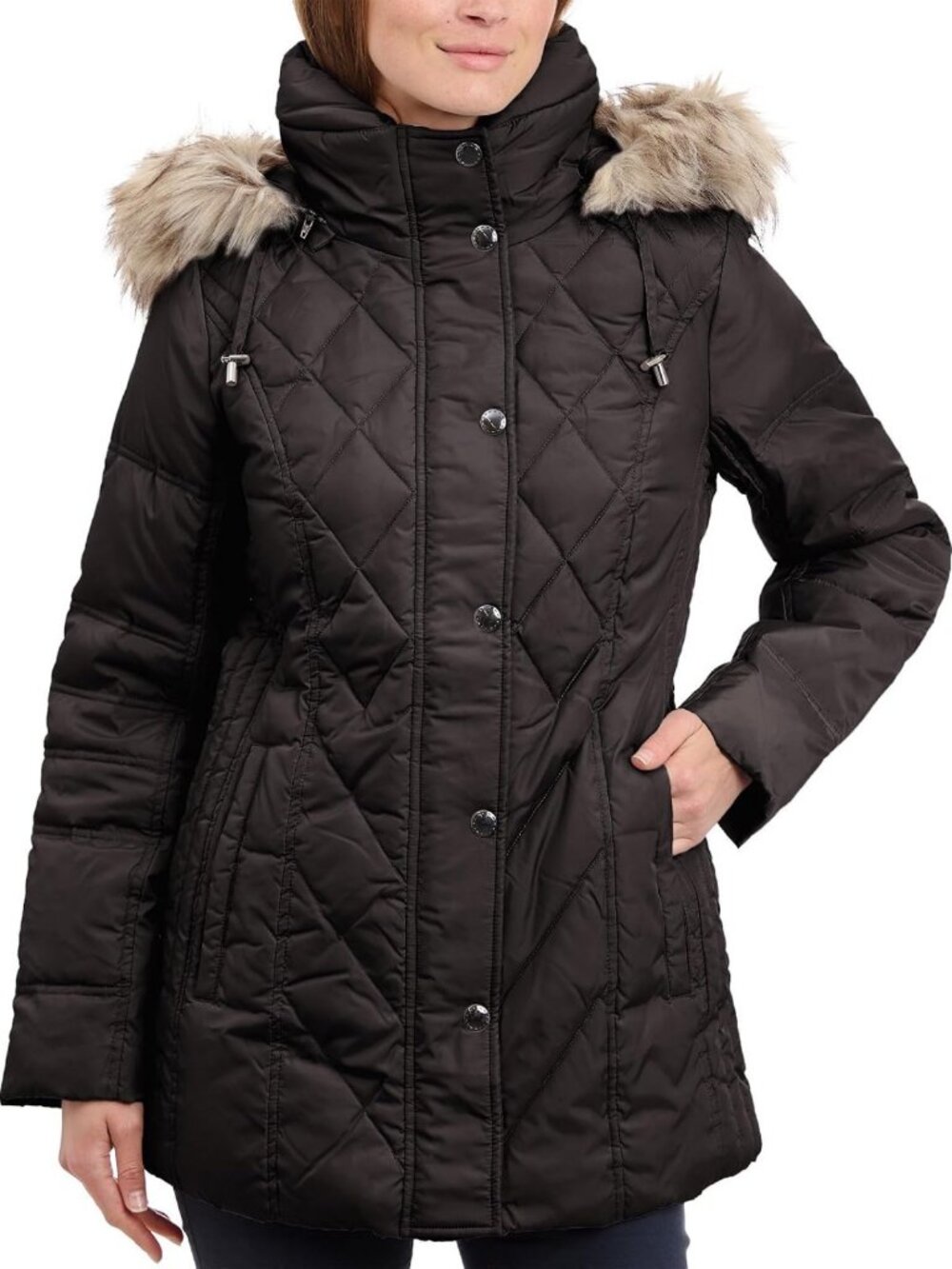 Stylish Women's Diamond Quilted Down Coat - Warm, Lightweight, Perfect for